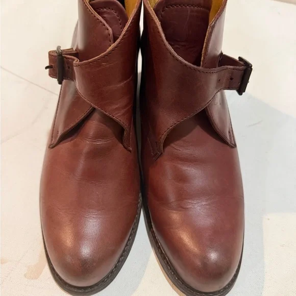 John Fluevog SHANA burgundy Leather Monk Strap Western Ankle Boot Sz US 10 UK 8 - Picture 3 of 16